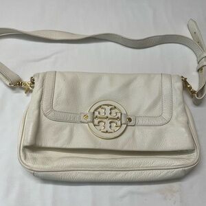 Tory Burch white leather fold over